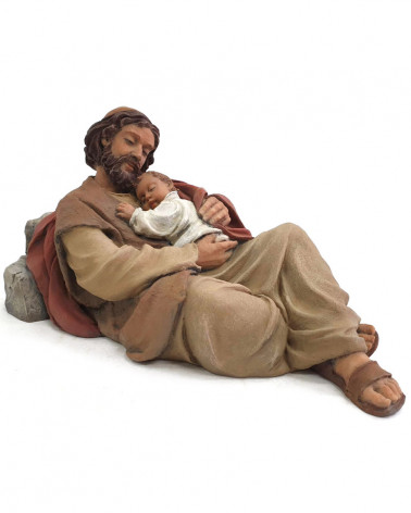 Aimant Saint Joseph avec Enfant Jésus résine 8x4 cm