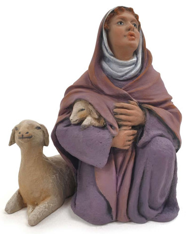 Shepherdess with lambs